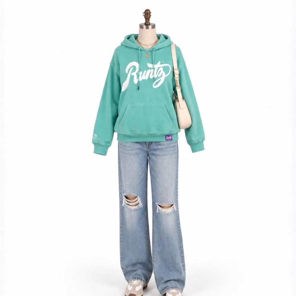 Runtz Worldwide Aqua Graphic Pullover Hoodie Size Small